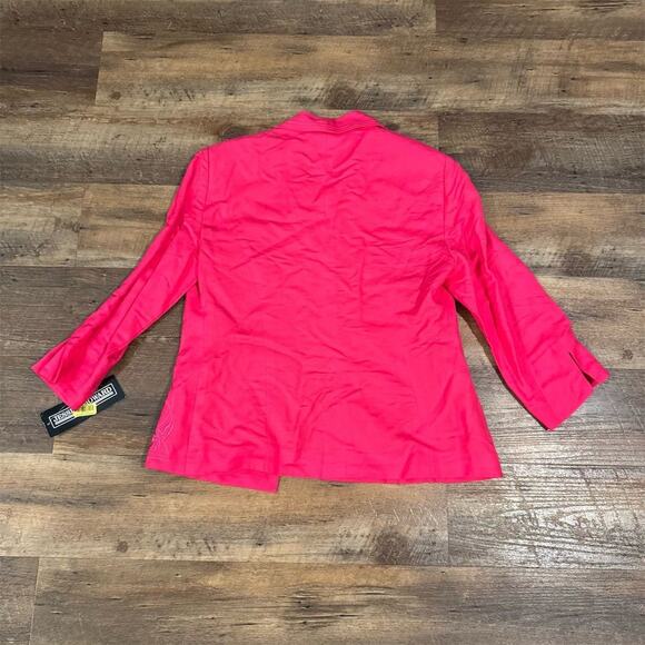 NWT VTG Jessica Howard Hot Pink Linen Blend Blazer Jacket 8 Embroidered Wedding - Picture 2 of 11